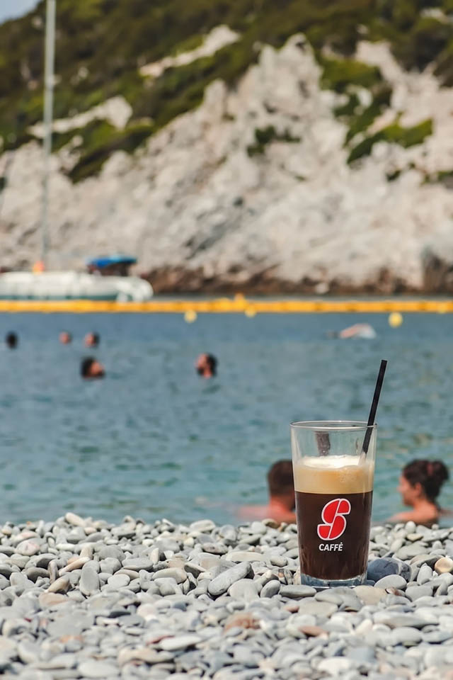Snapshot of coffee served at the beach